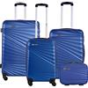 WELL HOME MOBILIARIO & DECORACIÓN Set di 4 valigie da cabina rigide 56 cm, valigia media 66 cm, valigia grande 76 cm e borsa 23 cm, Blu elettrico