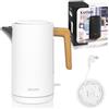 ZEEGMA KETLEE Bollitore Elettrico senza Fili 1,7 L per Tè Caffè, Potenza 2200 W, Indicatore Livello Acqua, Spegnimento automatico, Acciaio INox, Design moderno ed elegante (Bianco, KETLEE)