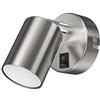 ledscom.de Faretto da parete WAIKA interruttore cromo opaco + lampada LED bianco caldo a 3 livelli dimming 500lm