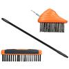 Relaxdays Spazzola per Fughe, Set da 2, Spazzolone, Asta Telescopica, Setole in Acciaio al Carbonio, 80-140, Nero