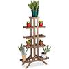 Relaxdays Fioriera a scala 5 Ripiani in Legno, Scaffale Portafiori da Interno HLP: 142,5 x 83 x 28,5 cm, Marrone Scuro