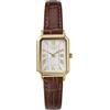 Timex Orologio da Donna Trend da 21 mm, Cinturino in Pelle Marrone, Quadrante Bianco, Cassa Dorata, TW2Y00900