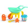 Carriola con set mare happy fish composto da secchiello decorato annaffiatoio setaccio paletta rastrello e una formina