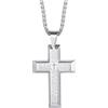 Richsteel Collana con pendente a croce larga per uomo con catena di grano con versetto biblico (55cm+5cm) Regalo per papà Collana con crocifisso di gioielli di religione cristiana