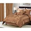 Chezmoi Collection Set copripiumino floreale jacquard da 7 pezzi (Queen, rame/oro)