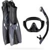 CRESSI Tino Adventure Set Black/Graphite [S/M] - Set Pinne Tonga, Maschera Tino e Snorkel Scilla, per Snorkeling e Immersioni, Nero/Grafite, S/M, Adulti