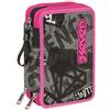 Seven Astuccio 3 Scomparti, Keep Flag, Rosa, Completo di matite, penne, pennarelli..