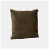 DEGHI Cuscino sfoderabile 45x45 cm verde militare in velluto con bordino decorato