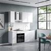 DEGHI Cucina lineare 180 cm bianco top 40 mm bianco effetto marmo con anta lavastoviglie e maniglie gola - Zyva