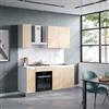 DEGHI Cucina lineare 180 cm bianco e rovere top 40 mm bianco effetto marmo con anta lavastoviglie e maniglie gola - Zyva