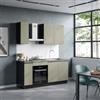 DEGHI Cucina lineare 180 cm antracite e verde top 40 mm nero effetto marmo con anta lavastoviglie e maniglie gola - Zyva
