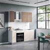 DEGHI Cucina lineare 180 cm bianco e cashmere top 40 mm effetto marmo con anta lavastoviglie e maniglie gola - Zyva