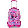 SJ GANG STYLE JAM GANG Trolley Scuola Jack 3 Ruote Cat Led, Fucsia, 3 in 1, Zaino Triplo Uso con Carrello Sganciabile, 33 L, Zaino Scuola Elementare, Zaino Bambina