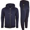 Kapray Clothing - Tuta da uomo in pile con cappuccio a contrasto, con cerniera, per jogging, palestra, sport, taglie forti S, M, L, XL, XXL, Marina Militare, XXL