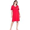 Ulla Popken Bigshirt, Herzmotiv, V-Ausschnitt, Halbarm Maglia Lunga da Notte, Salsa, 48/50 IT Donna