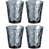Koziol Superglas Club No. 1, 4 Pezzi, 250 ml, Bicchieri per Acqua in plastica Trasparente, lussuosi, infrangibili, riutilizzabili, Feste, Campeggio, Set da 4 Pezzi (Grigio Trasparente)
