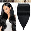 SEGO Extension Capelli Veri Clip Fascia Unica Folta 40cm Clip in Human Hair Extensions Neri 100% Remy con 5 Clips 3/4 Full Head - #1 Jet Nero 80g