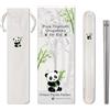 Youda Bacchette in Titanio per Bambini Infrangibili - Set Regalo con Incisione Panda, Custodia Portatile e Borsa (Titanio Puro 99.9%, Lavastoviglie Safe)