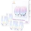 Gutsdoor Set di 4 bicchieri da vino grandi senza stelo da 535,8 g, bicchieri iridescenti, multiuso, per vino bianco rosso, acqua, birra, succo, whisky e decorazione da bar