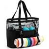 kokkoya Grande borsa da spiaggia in rete da 40 l, con cerniera, a prova di sabbia, impermeabile, per donne, piscina, viaggi, nero, 15H 17W 8D pollici