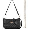Kememo Borsa a tracolla in pelle PU da donna, piccola borsa a tracolla retrò borsa hobo bag con cinghie regolabili catena, nero