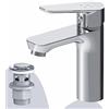 AM.PM Hit FTA82200 - Rubinetto monocomando per lavabo, resistente ai graffi, facile da installare, facile da pulire, altezza del beccuccio 102 mm, con scarico a clic, cromato