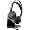 POLY Plantronics - Cuffie stereo BluetoothVoyager Focus UC B825 con base di ricarica, con dongle USB A BT, sensori intelligenti, braccio microfono, riduzione del rumore, colore: Nero