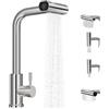 Noxtioanip Rubinetto Lavello Cucina, Rubinetto Cucina a Cascata con Doccetta Estraibile, Miscelatore Faucets Monocomando Girevole con 4 Modalità di Getto, Girevole a 360° in Acciaio Inox, Cromo Lucido