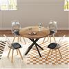 GrandCA HOME Tavolo da Pranzo con 4 Sedie, Tavolo da Pranzo Rotondo da 100 CM, Sedia da Cucina Imbottita Trasparente, Set Tavolo da Pranzo e Sedie (Scuro + Nero)