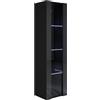 MB Muebles Bonitos, Vetrina Pensile Luke V5, LED, Melamina, Finitura Lucida, Nero, 40x165x29cm