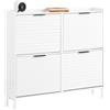 SoBuy Scarpiera Slim Salvaspazio - Mobile Scarpiera Ingresso Bianco con 4 Ripiani per 8-12 Paia - Legno MDF - per Corridoio, Casa, Appartamento - 100x90x19cm FSR197-W