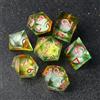 Elifel Set Dadi D&D DnD Dadi 7 Pezzi Sabbie Mobili Resina Gioco Poliedrici con Bordi Affilati Dadi per Dungeons and Dragons Draghi Pathfinder RPG DND MTG con Confezione Regalo