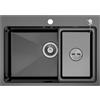 Auralum Lavandino Cucina Nero 68 x 48 cm, Lavello Cucina con 1 Vasca rimovibile e Dispenser di Sapone, Lavabo Cucina con Set di Drenaggio per Armadio da Cucina da 80cm, Acciaio Inox