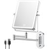 FASCINATE Specchio cosmetico ricaricabile con ingrandimento 1X/10X, 3 colori di luce dimmerabili, touch screen, girevole a 360°, per montaggio a parete, specchio per il trucco per il bagno (ibro)