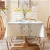 Lifetooler Tovaglia Antimacchia Rettangolare Cotone Lino Copritavolo Moderno Elegante Ricamata Tovaglie Impermeabile per Esterno,Soggiorno,Cucina Decorazione del Tavolo(Bianca,140x260cm)