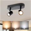 da LIGHT Lampada da soffitto a LED a 2 luci, orientabile, 3 CCT, bianco caldo/bianco neutro/bianco freddo, faretto da parete Mordern 230 V, colore nero, per soggiorno, camera da letto, cucina