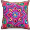 Original Kikan Federa per cuscino in stile bohémien con stella indiana Suzani, 40 x 40 cm, ricamo multicolore Suzani, 40,6 x 40,6 cm, etnico vegano, ecologico (MAROON)
