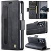 XKchatpt Custodia a portafoglio per Samsung Galaxy Z Fold 5, custodia in pelle PU con portapenne, custodia per telefono con [blocco RFID][3 porta carte] copertura protettiva antiurto (Nero)