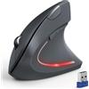 TECKNET Mouse Bluetooth ergonomico senza fili - Mouse verticale wireless con 3 dispositivi (BT+BT+USB), mouse ottico silenzioso con 6 DPI regolabili per laptop/PC/Mac/Tablet/iPad (Win/Android/iOS), 6