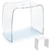 Libaro Meran XL Sgabello da Bagno - Sgabello per Doccia in Acrilico Trasparente con Seduta Extra Larga, Maniglia e Piedini Antiscivolo (Portata 180 kg)