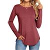 Zeagoo Camicia Donna Camicette Girocollo Maglie a Manica Lunga Tunica Bluse Elegante Magliette Casual Shirts Tops Classico Autunno Inverno Bordeaux S