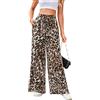 VOGMATE Pantalone Gamba Larga Donna Pantaloni Palazzo Elasticizzati Vita Alta Wide Leg Pants Leopardo alla Moda