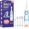 YUNCHI Spazzolino elettrico per bambini 0-3-6 anni, con timer, luce LED arcobaleno colorato, 4 testine morbide, alimentato a batteria, per ragazze, ragazzi, bambini, YUNCHI K3 (unicorno blu)