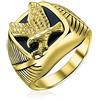 Bling Jewelry Mens Large Statement Black Patriotic USA Flying American Bald Eagle Square Signet Ring for Men Gold Plated Stainless Steel