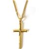 Lifetime Bling Collana con ciondolo a forma di croce in oro 14 K, per uomini e donne, 3 mm, con chiusura solida e resistente, stile Miami Cuban Link con bordi smussati, 22 inches, Oro Bianco, oro
