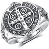 EUDORA Harmony Ball Anello di San Benedetto in Argento Sterling S925 per Donne e Uomini, Anello Vintage Regolabile con Amuleto di San Benedetto Gioielli Cristiani Cattolici Regali per Padri e madri