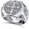 EUDORA Harmony Ball Anello di San Benedetto in Argento Sterling S925 per uomo e Donna, Anello Vintage Regolabile con Amuleto di San Benedetto Gioielli Cristiani Cattolici Regali