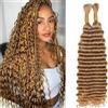 feibin Deep Wave Bulk Human Hair for Boho Braids, estensioni per capelli umani, tessitura, capelli veri naturali non trattati, senza trama, capelli brasiliani vergini, colore 27# Human Hair Extension 26