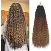 BLTYXT Goddess Boho Box Braids Crochet hair 24 Inch 8 Packs Pre Looped Water Wave Crochet Hair for Women Hair Extension (T1B-30-27, 24 Inch(8 Packs))