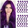 Olldag 10 ciocche di capelli di colore viola, arricciate ondulate, sintetiche, clip per feste arcobaleno, accessori per capelli colorati per bambini, ragazze, donne, 17 pollici (viola scuro)